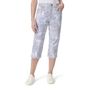 GLORIA VANDERBILT Amanda Capri SIZE 14 Lavender Kiss Prussian Paisley Pants